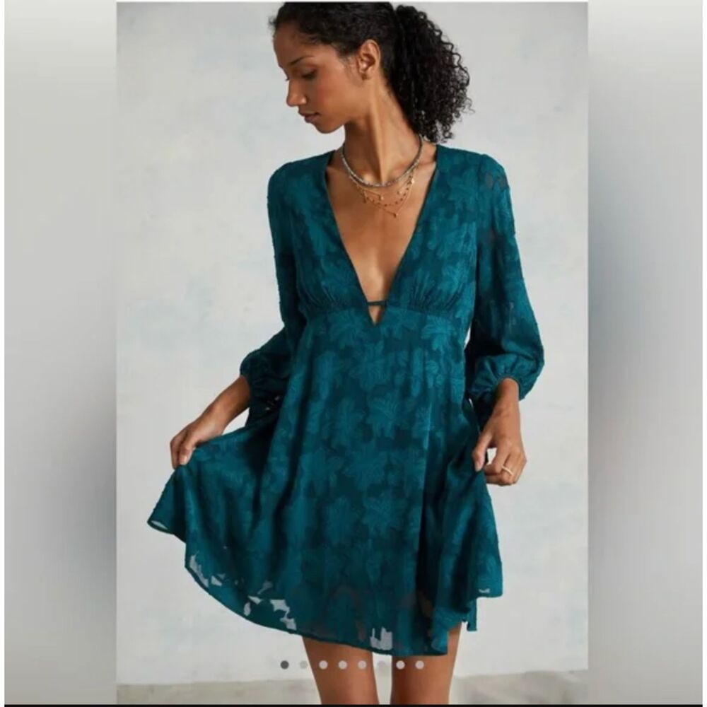 Anthropologie Jacquard‎ Tunic Dress Size 6 Deep Turquoise NWT